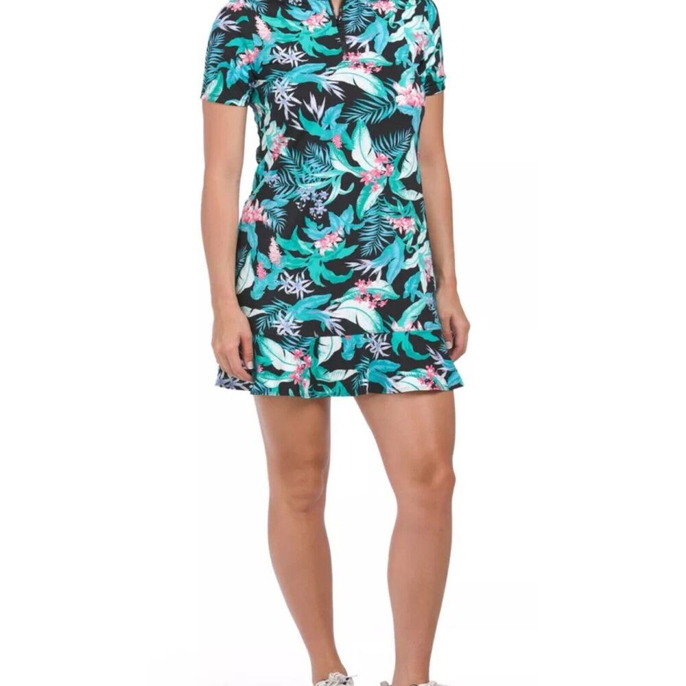 Tommy Bahama Golf Dress Shorts Lined Tropical Print 1/4 Zip Size Small